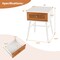 Costway 1/2 PCS Nightstand with Storage Drawer Rattan Decoration Solid Wood Legs for Bedroom